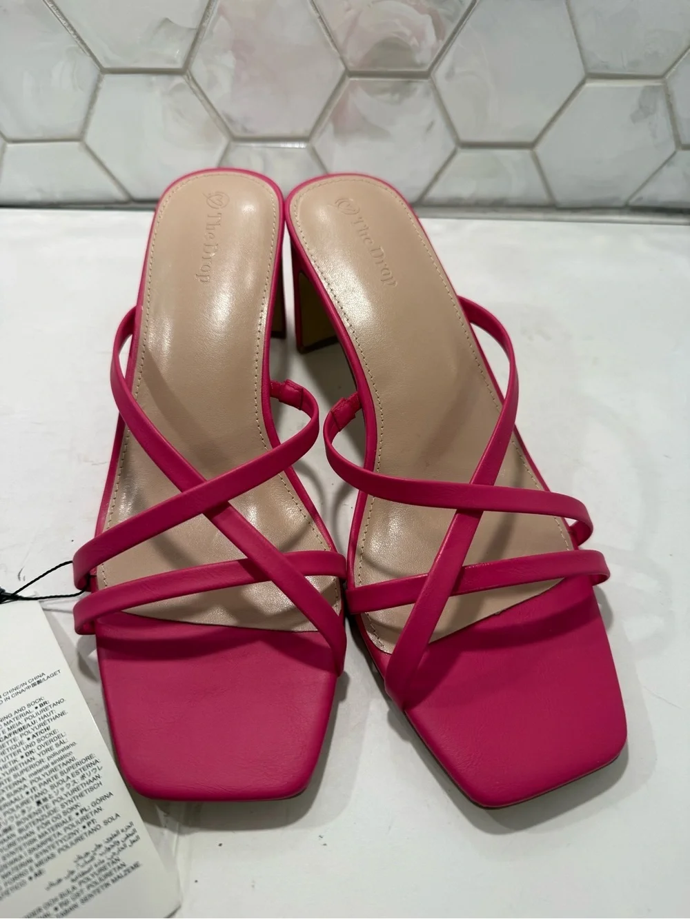 The Drop Woman’s Pink Amelie Strappy Square Toe Heeled Sandals Sz 9.5 NEW Summer